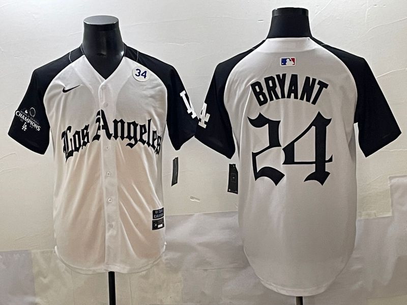 Men 2025 Los Angeles Dodgers #24 Bryant White black Five generations Joint Name Nike MLB Jersey style 52612